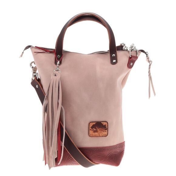 Home Tree Handcrafted Mini Rey Leather Crossbody Bag Tote Colorblock Fringe - Picture 1 of 6